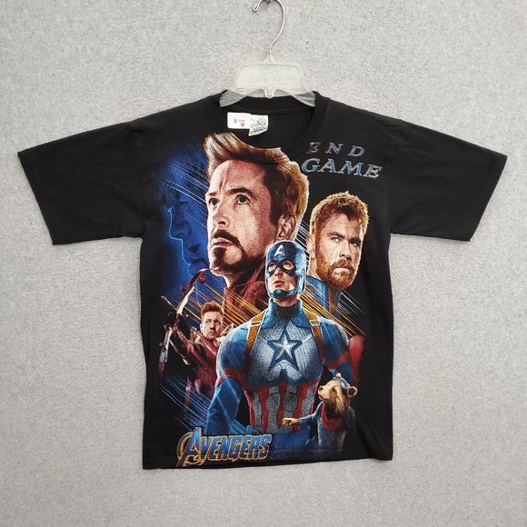 Marvel Avengers End Game Juniors Medium Black Captain America Ironman Crew‎ Neck - Picture 1 of 8